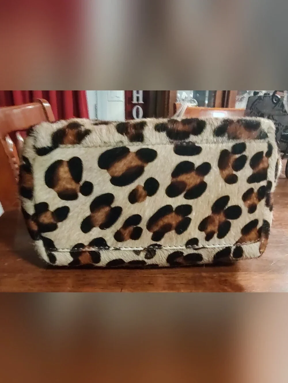 Maurizio Taiuti Leopard Print Haircalf Bucket Satchel